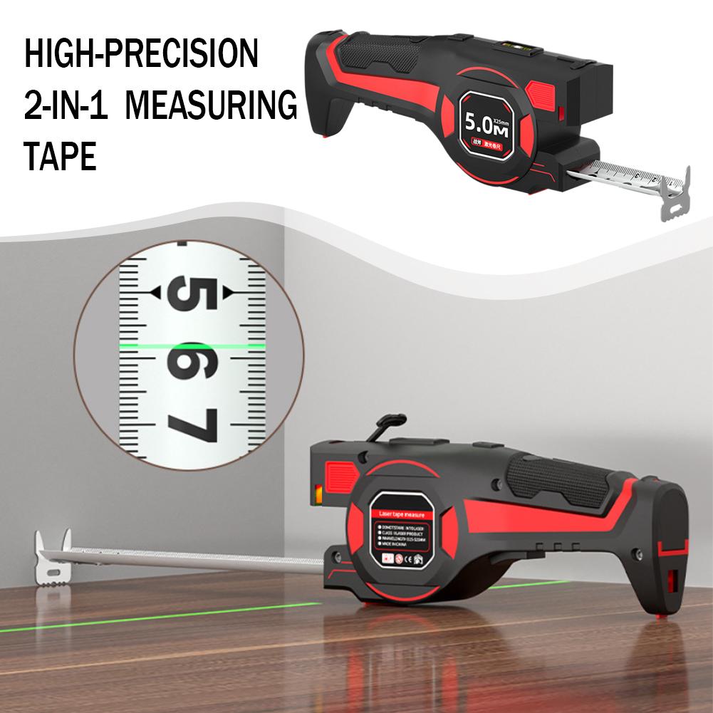 Industrial Laser Tape Measure - Télémètre laser 2-en-1 avec ruban à