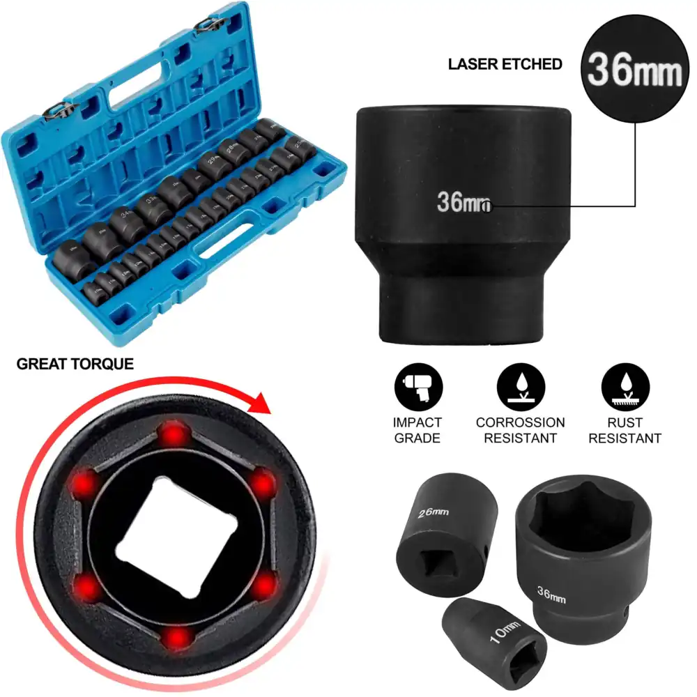 Industrial Laser Repair - Jeu de douilles à chocs métriques,